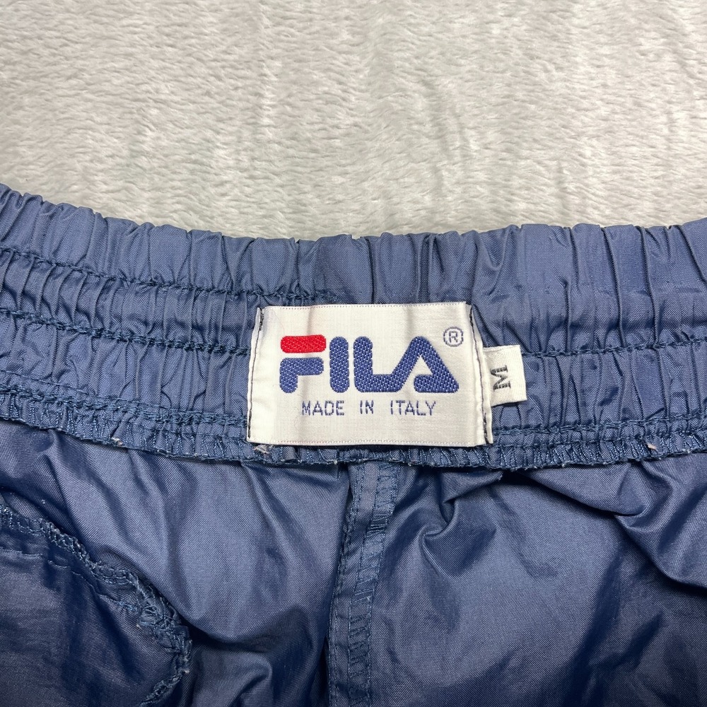 Vtg FILA Pants Men Medium Blue Zip Ankle Tapered Leg Elastic Waist Track Pull On - Picture 4 of 8